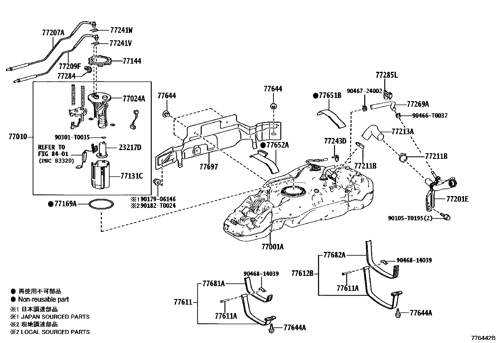 Toyota HILUX 燃油箱和燃油管 EPC diagram — 776442B