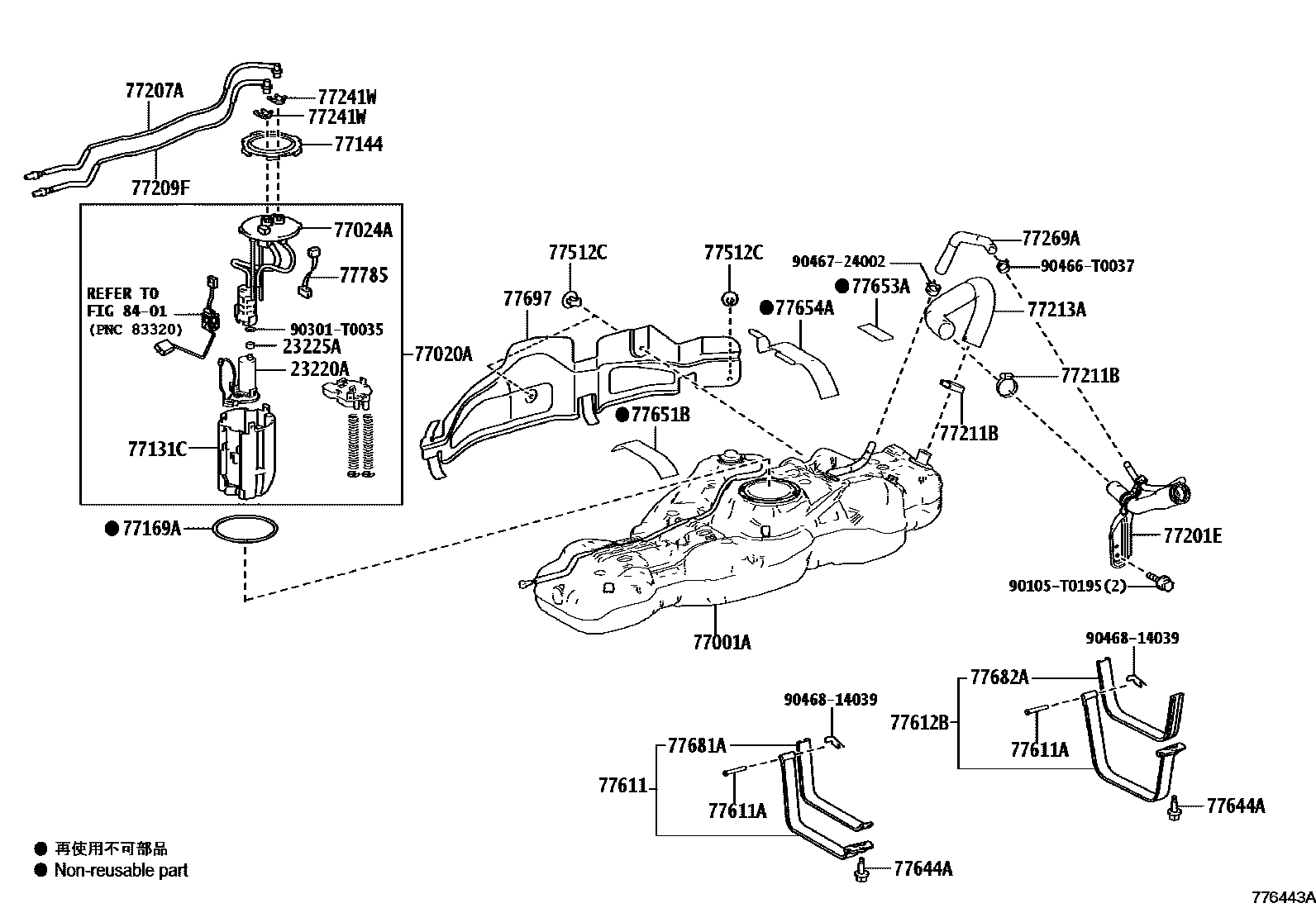 Toyota HILUX 燃油箱和燃油管 EPC diagram — 776443A
