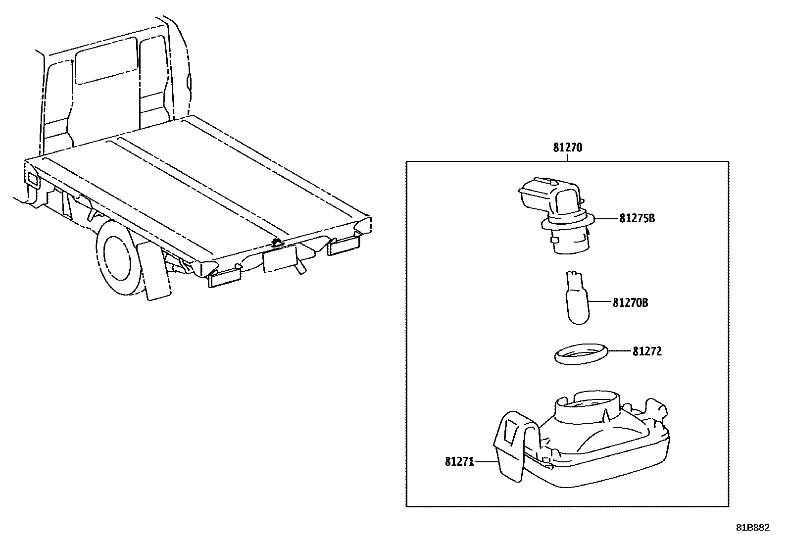 Toyota HILUX 后牌照灯 EPC diagram — 81B882