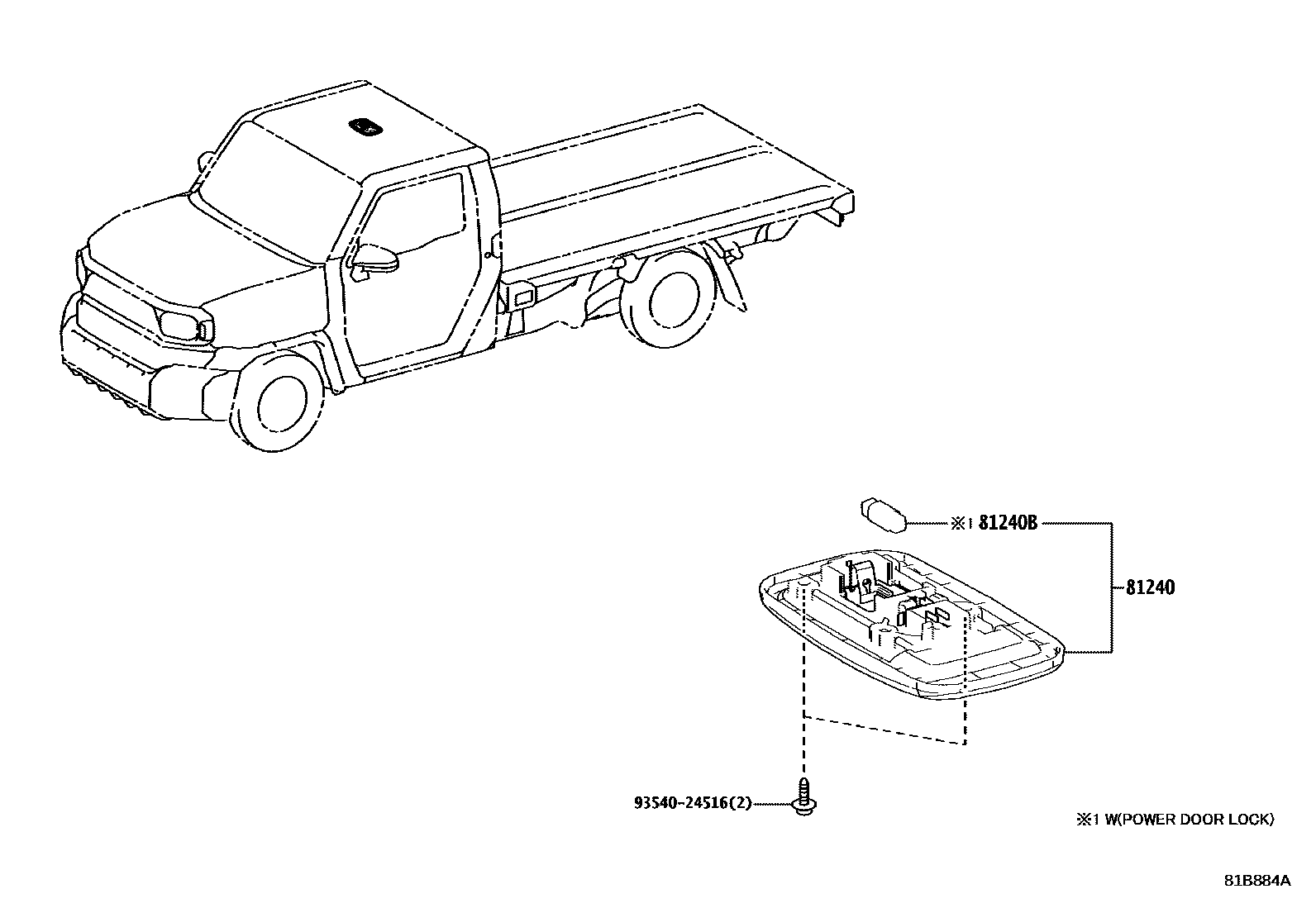 Toyota HILUX 车内灯 EPC diagram — 81B884A