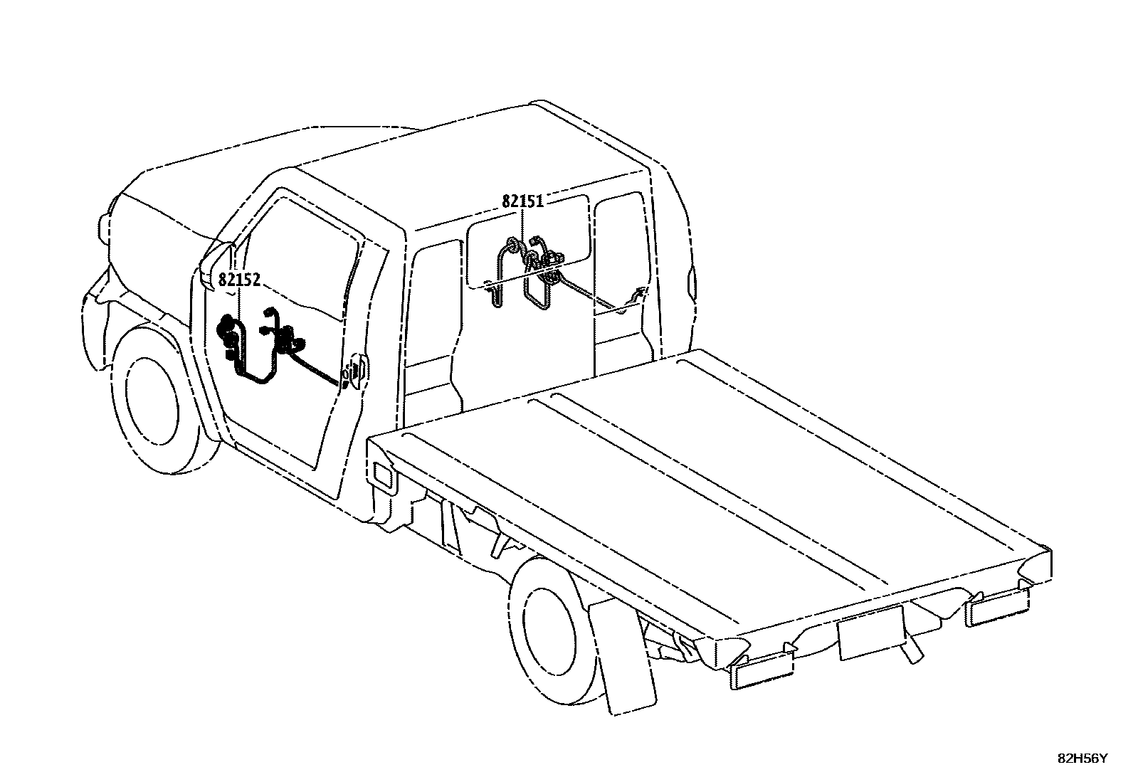 Toyota HILUX 线束和卡夹 EPC diagram — 82H56Y