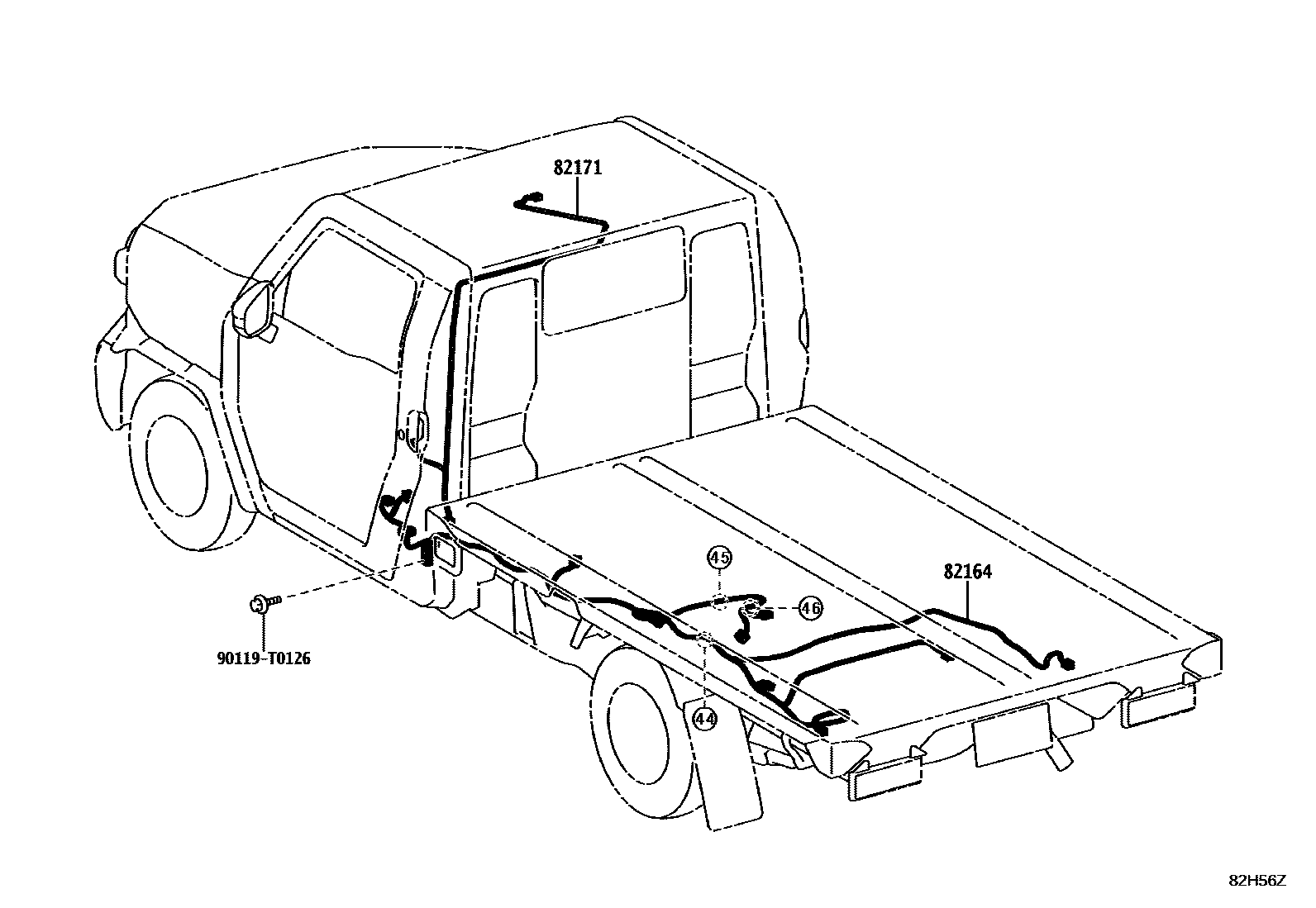 Toyota HILUX 线束和卡夹 EPC diagram — 82H56Z