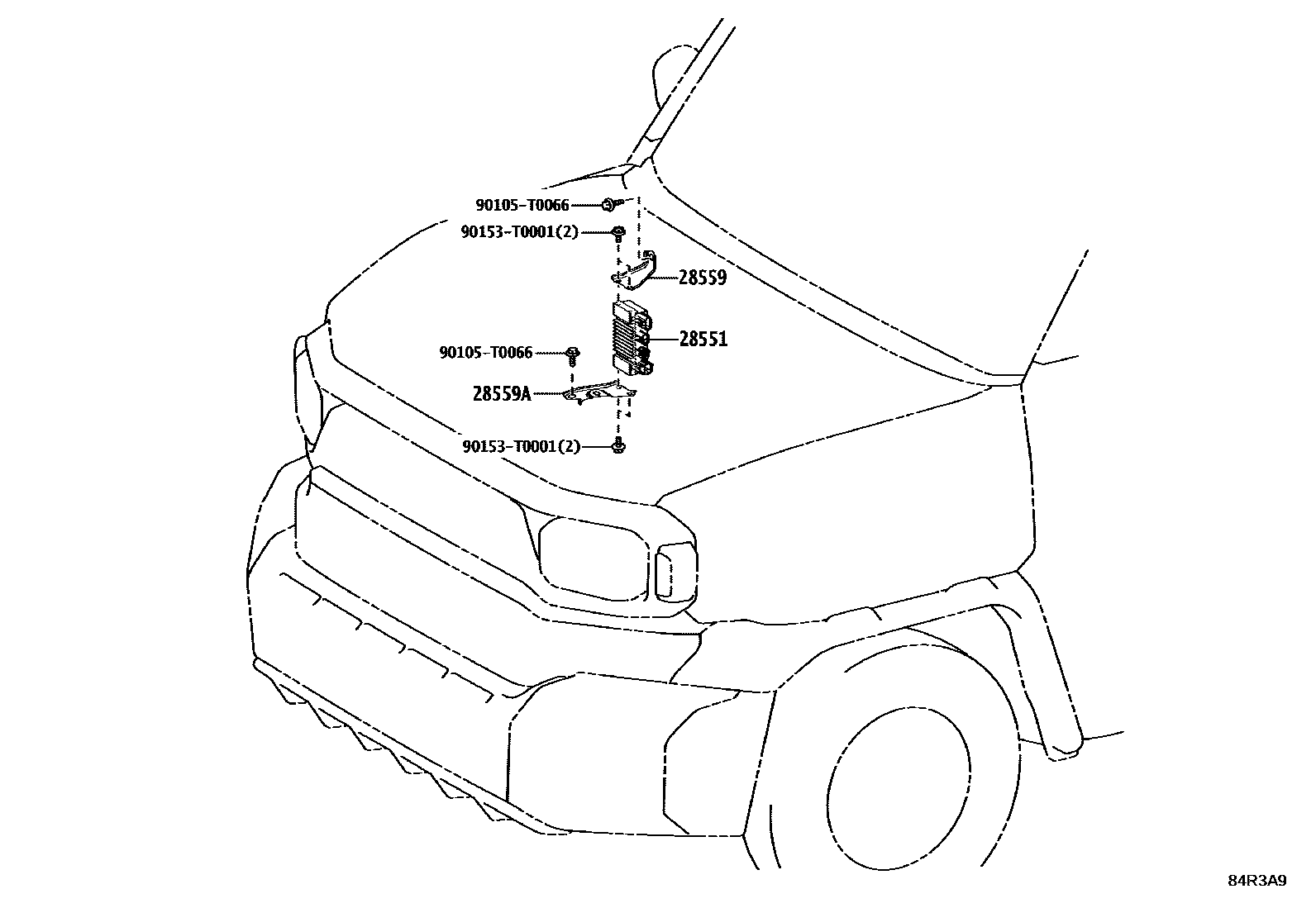 Toyota HILUX 开关和继电器和ECU EPC diagram — 84R3A9