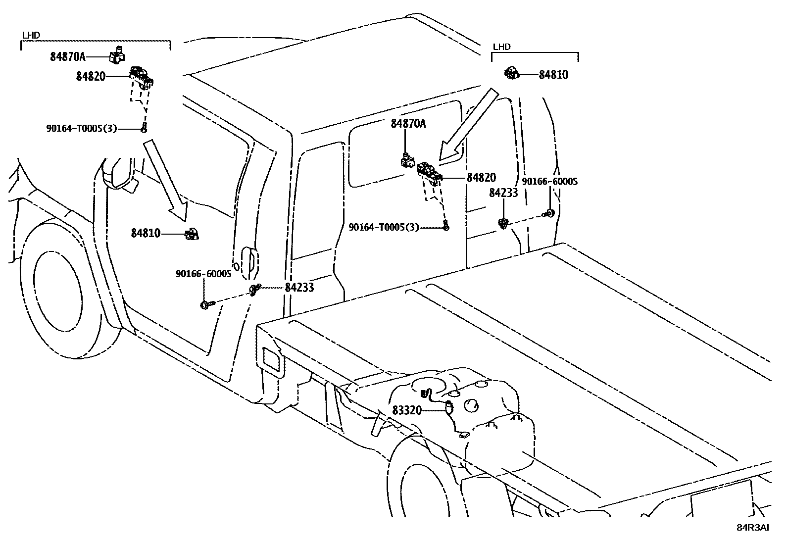 Toyota HILUX 开关和继电器和ECU EPC diagram — 84R3AI