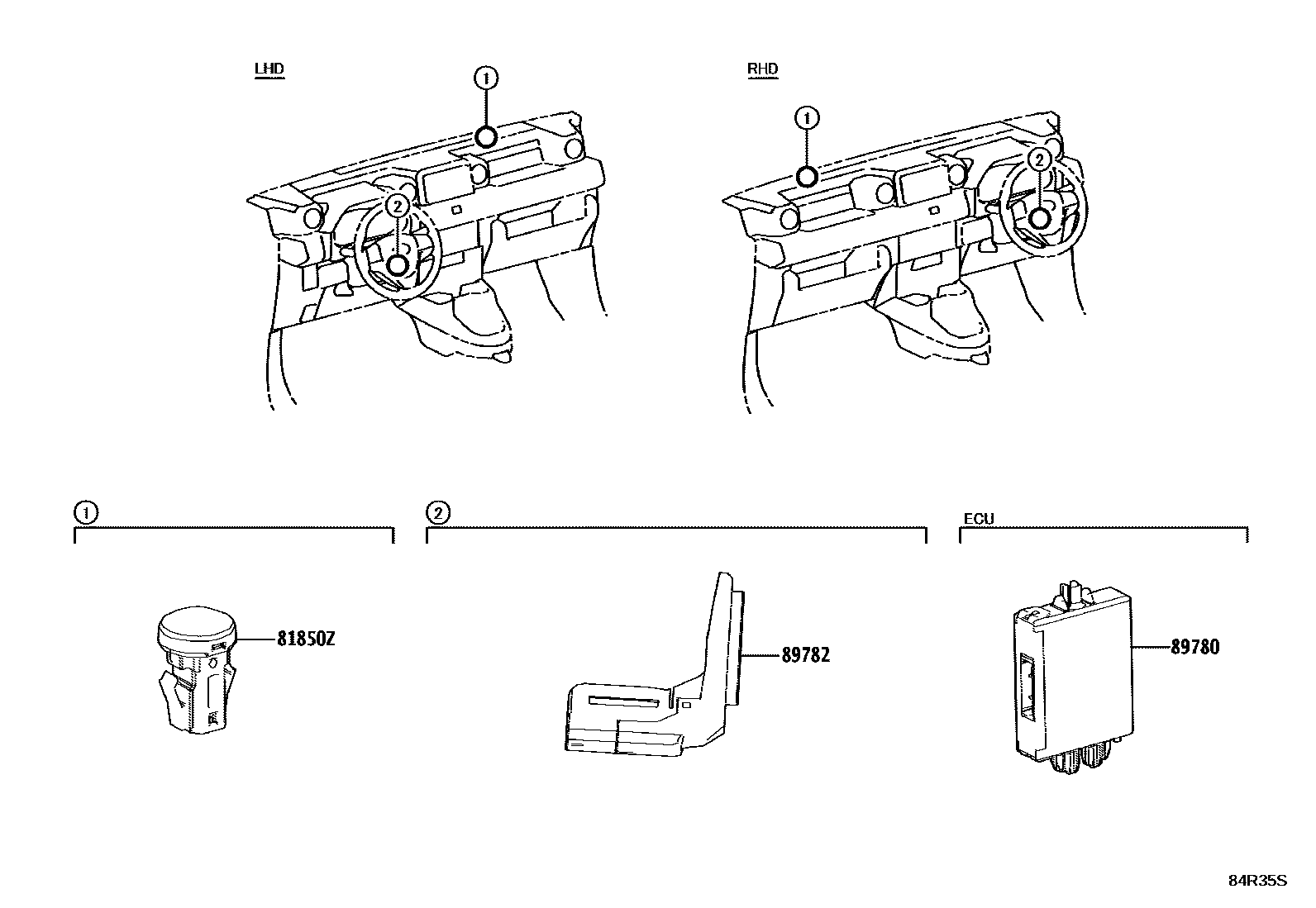 Toyota HILUX 防盗装置 EPC diagram — 84R35S