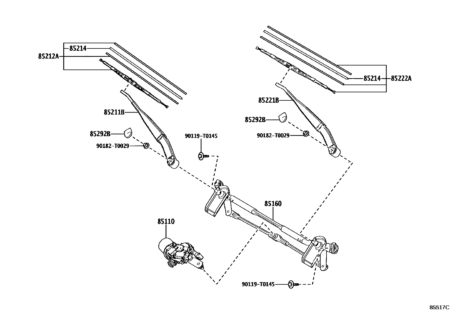 Toyota HILUX 挡风玻璃刮水器 EPC diagram — 85517C