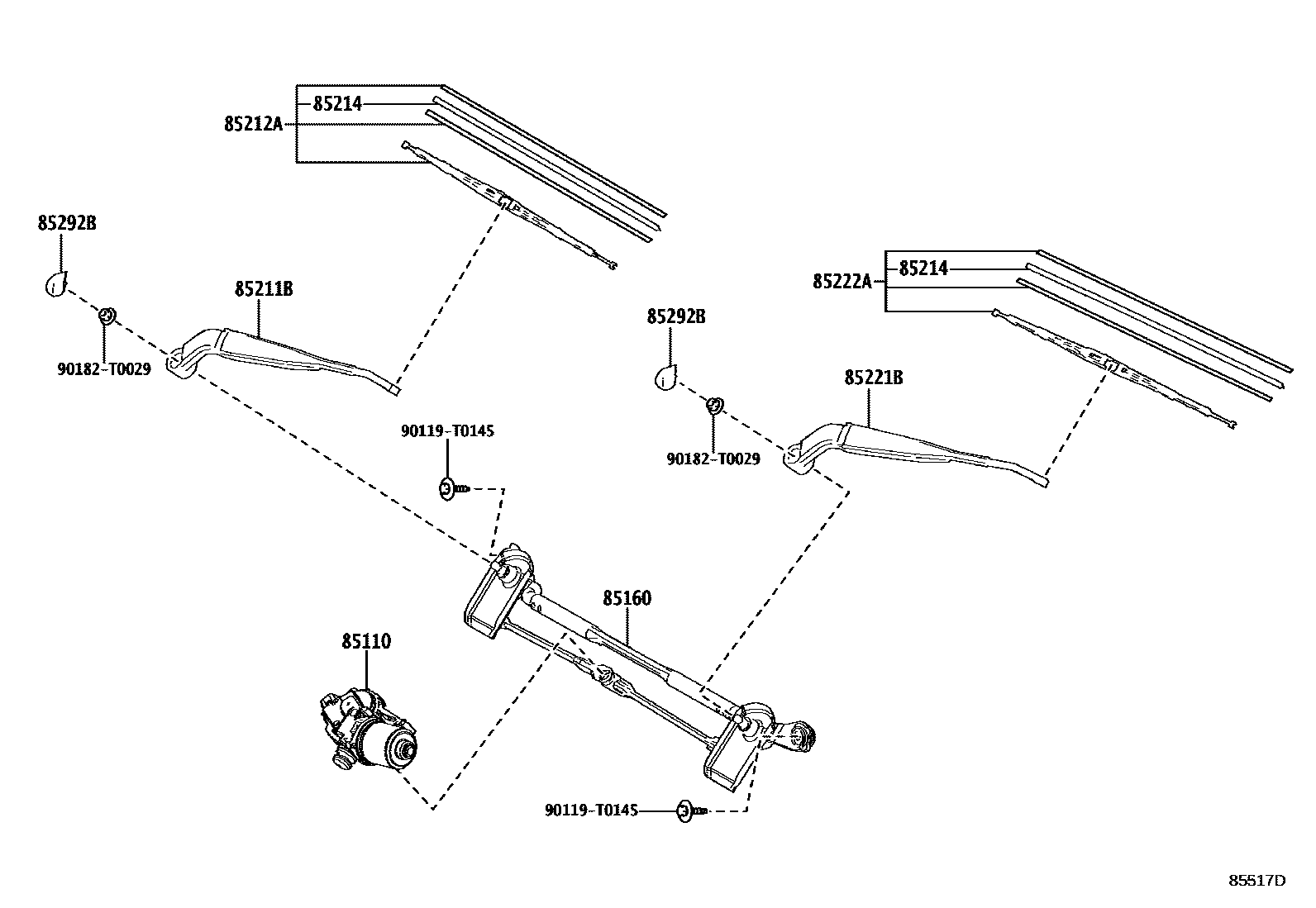 Toyota HILUX 挡风玻璃刮水器 EPC diagram — 85517D