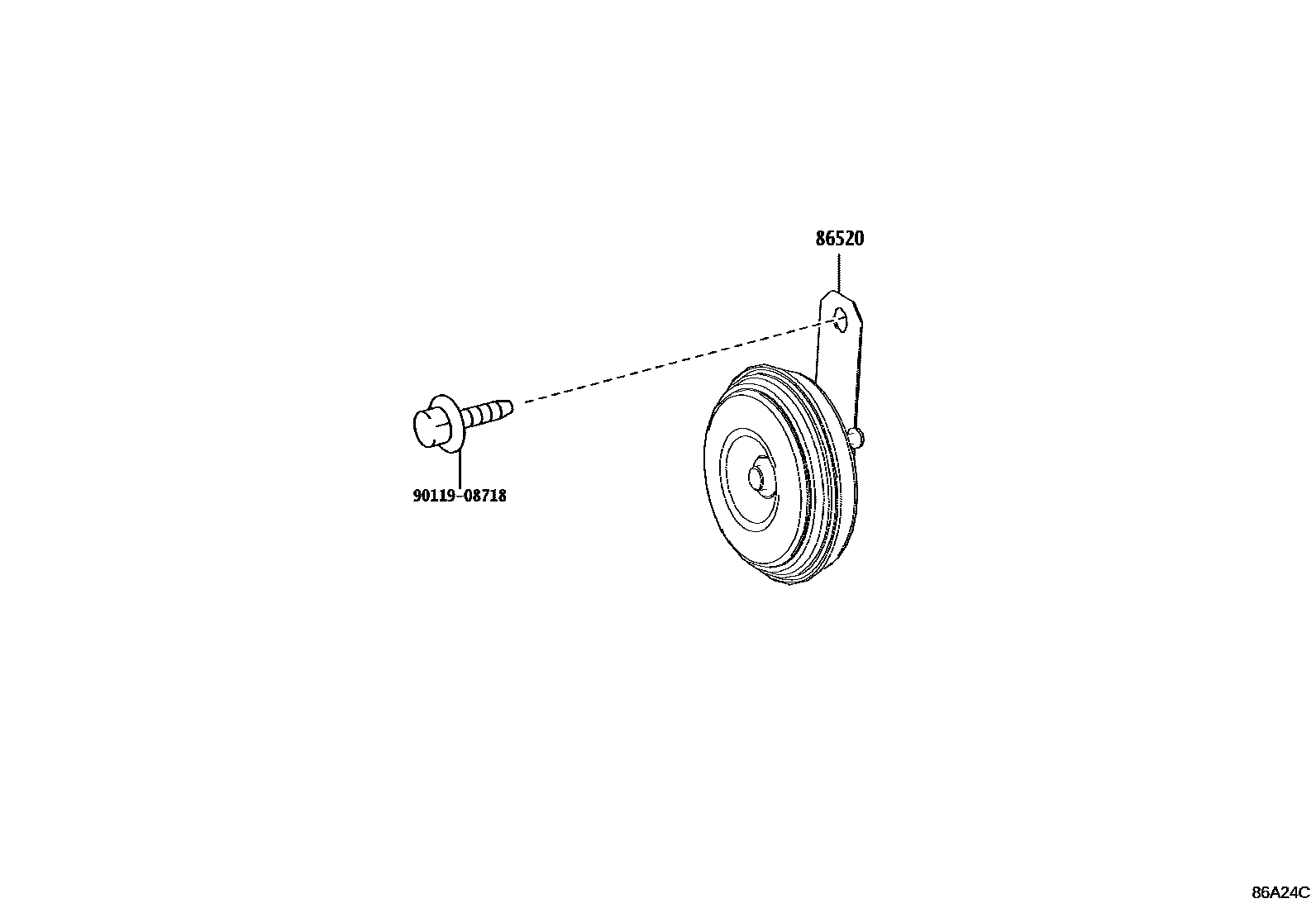 Toyota HILUX 喇叭 EPC diagram — 86A24C