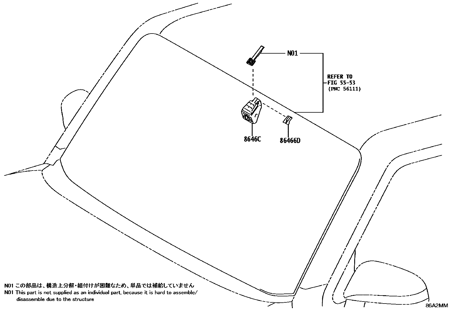Toyota HILUX 预碰撞安全系统 EPC diagram — 86A2MM