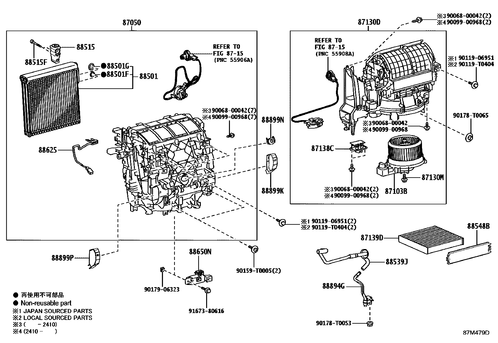 Toyota HILUX 暖风和空调系统 - 冷却器组件 EPC diagram — 87M479D