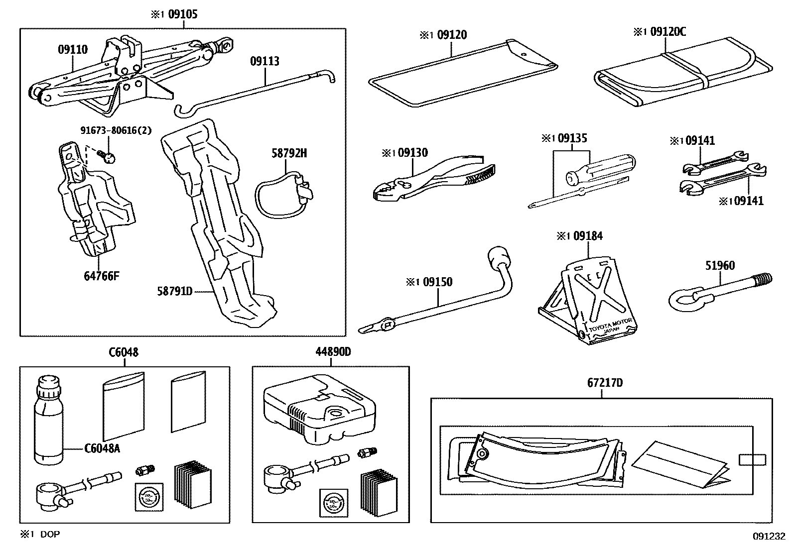 Toyota YARIS Standard Tools EPC diagram — 091232