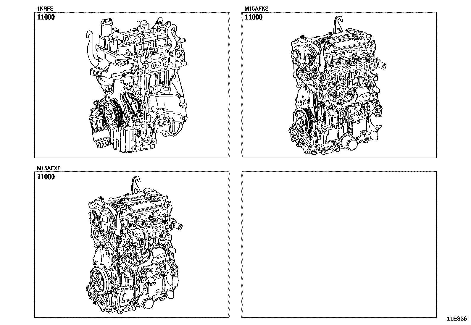 Toyota YARIS Partial Engine Assembly EPC diagram — 11E836