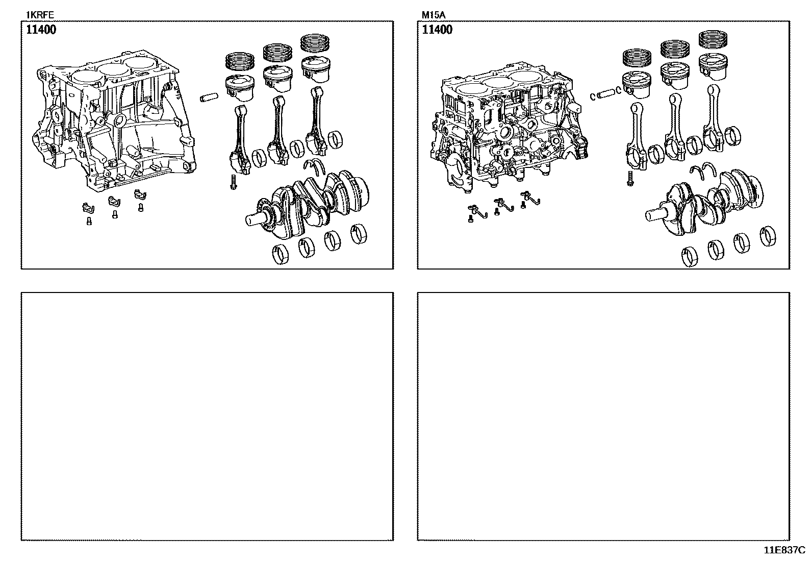 Toyota YARIS Short Block Assembly EPC diagram — 11E837C