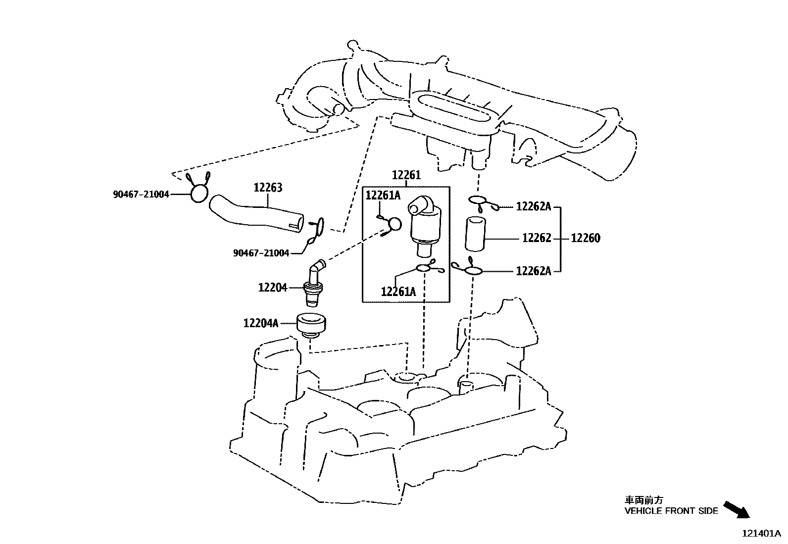 Toyota YARIS Ventilation Hose EPC diagram — 121401A