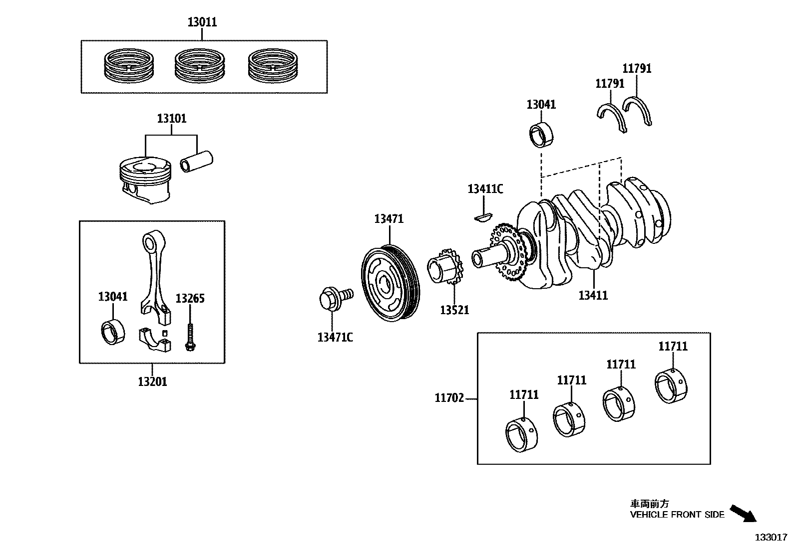 Toyota YARIS Crankshaft & Piston EPC diagram — 133017