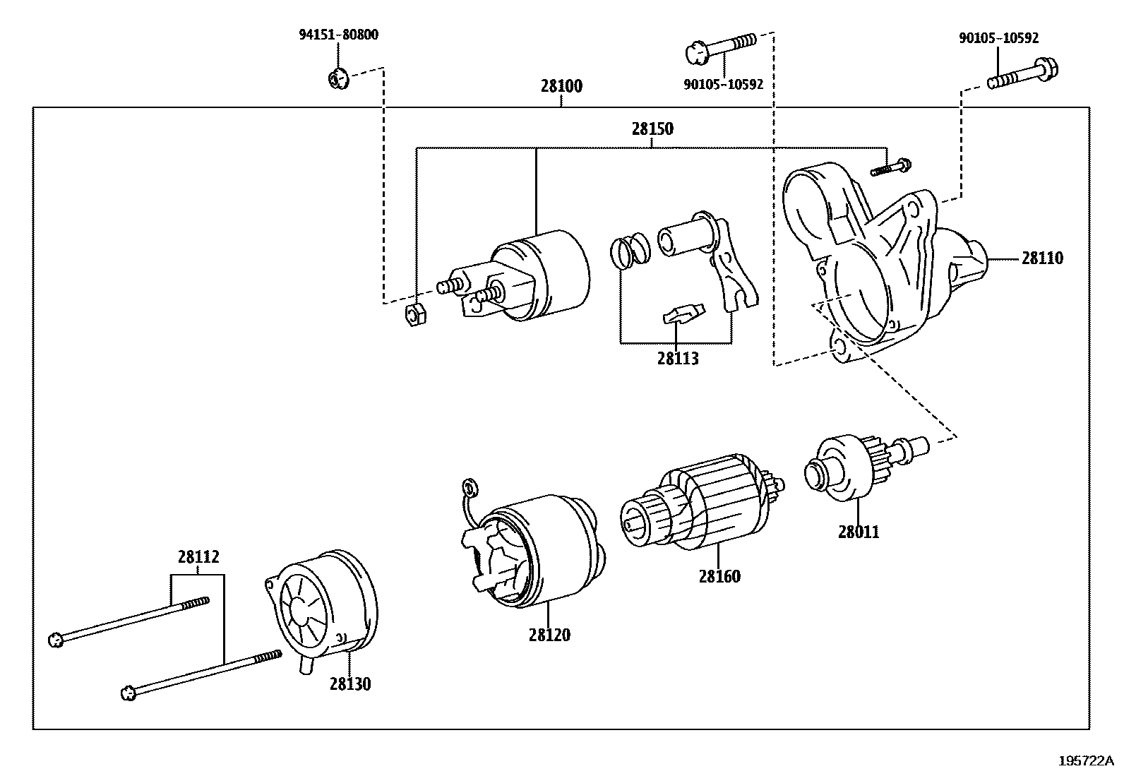 Toyota YARIS 起动机 EPC diagram — 195722A