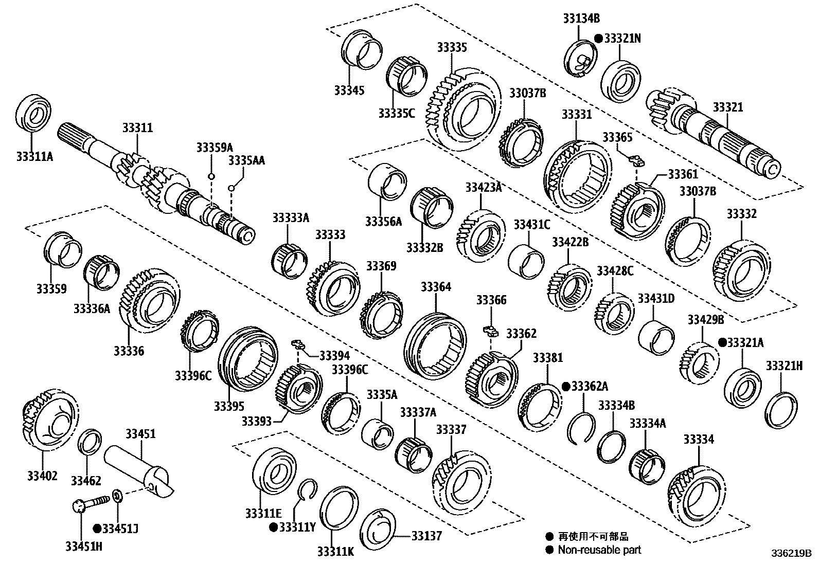 Toyota YARIS 变速器齿轮(MTM) EPC diagram — 336219B