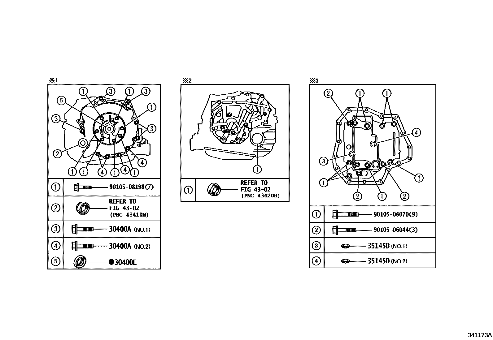 Toyota YARIS 传动桥总成(CVT) EPC diagram — 341173A