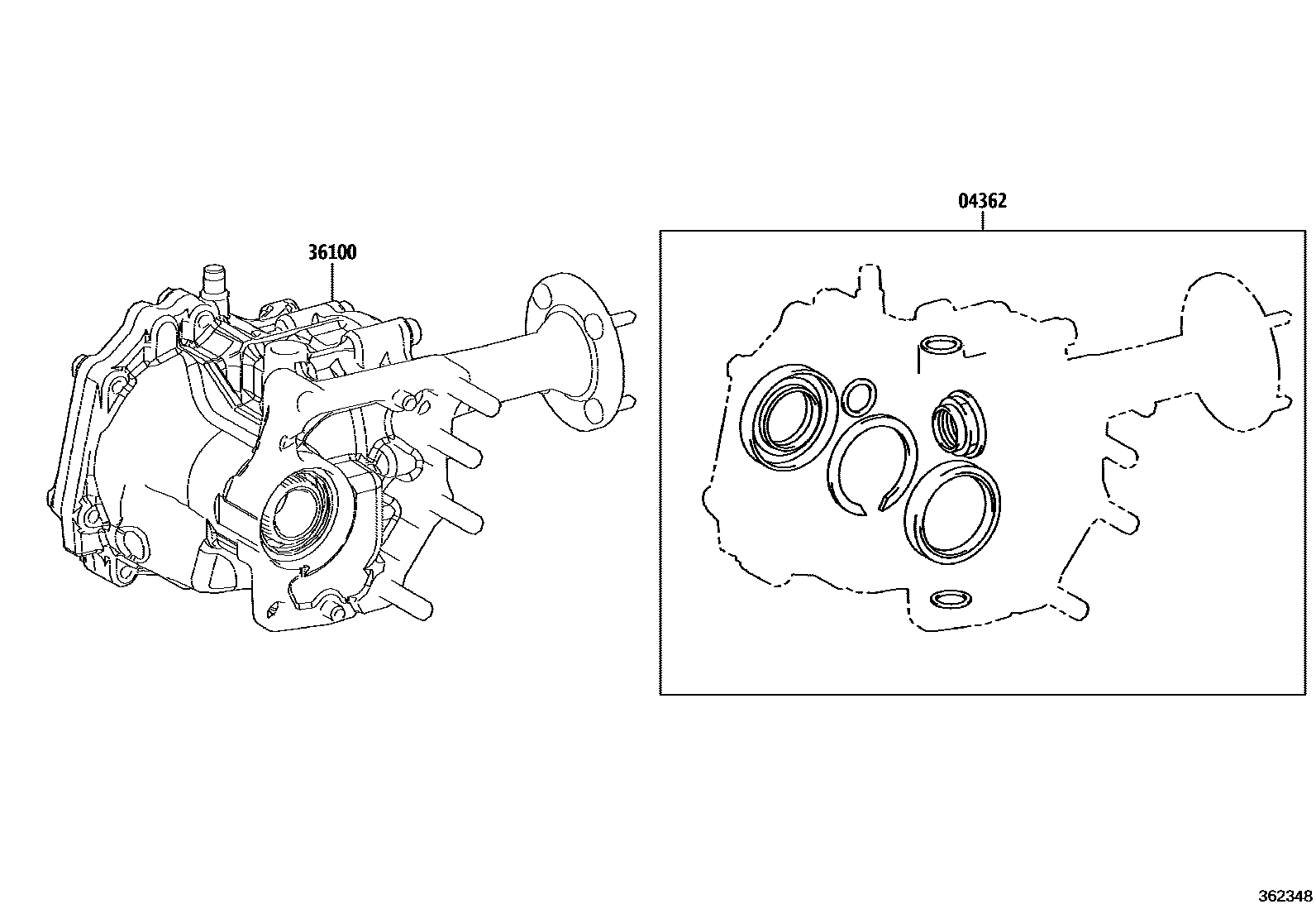 Toyota YARIS Transfer Assembly & Gasket Kit EPC diagram — 362348
