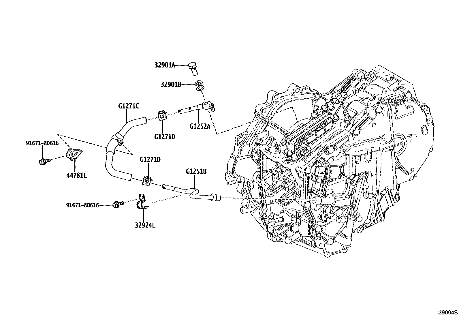 Toyota YARIS 油冷却器和配管(HV或FCV) EPC diagram — 39094S