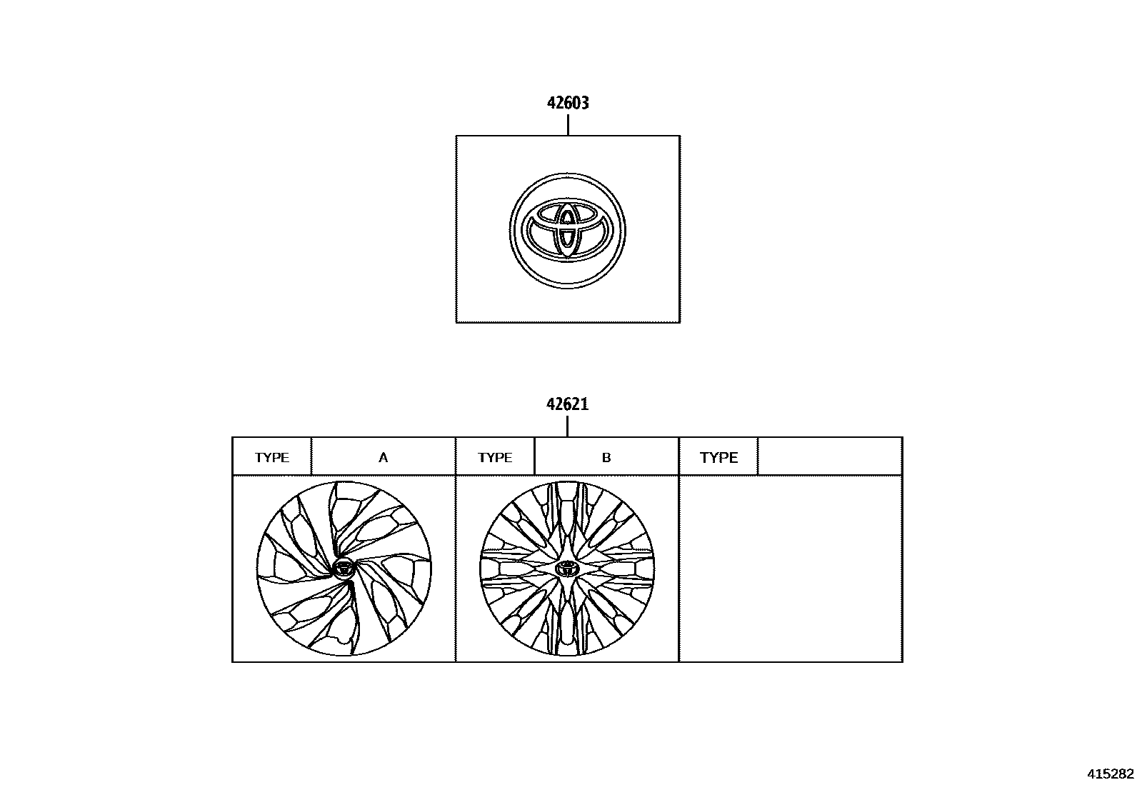 Toyota YARIS 车轮和车轮盖 EPC diagram — 415282