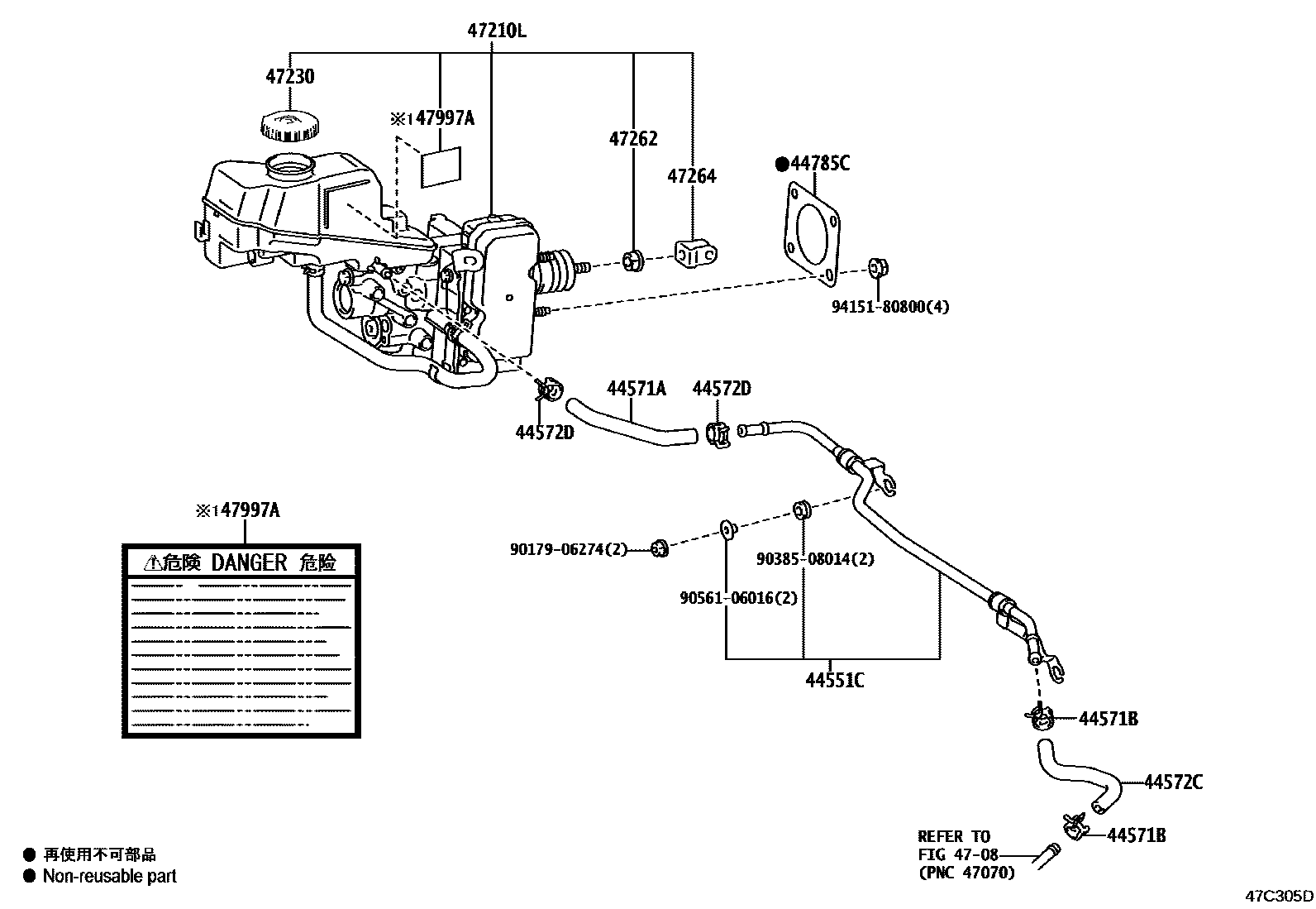 Toyota YARIS 制动总泵 EPC diagram — 47C305D