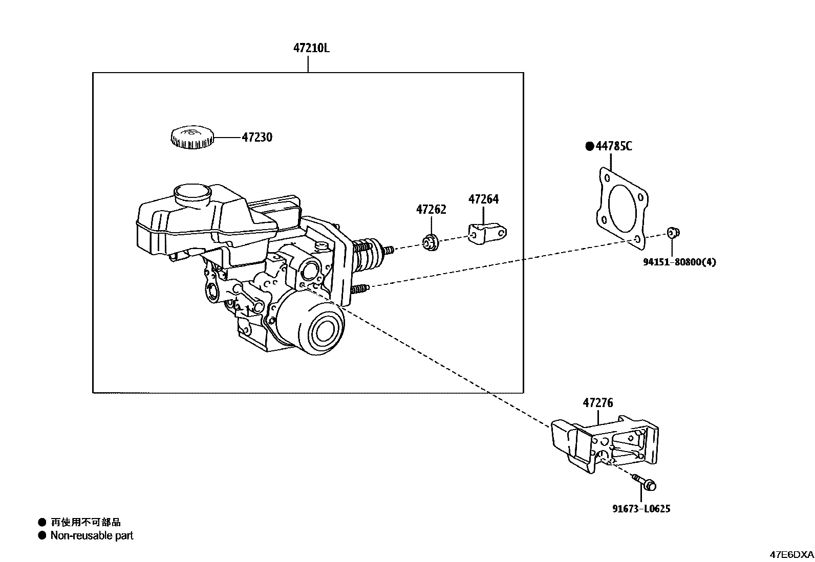 Toyota YARIS 制动总泵 EPC diagram — 47E6DXA