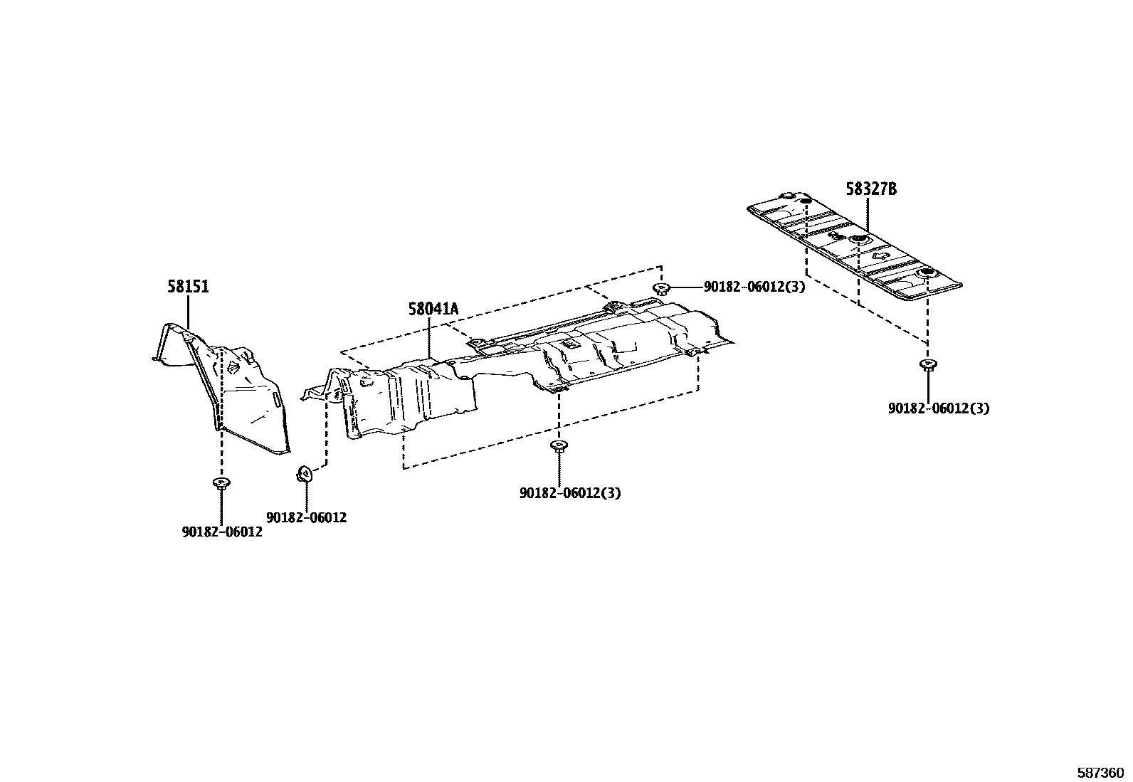 Toyota YARIS 地板隔热垫 EPC diagram — 587360