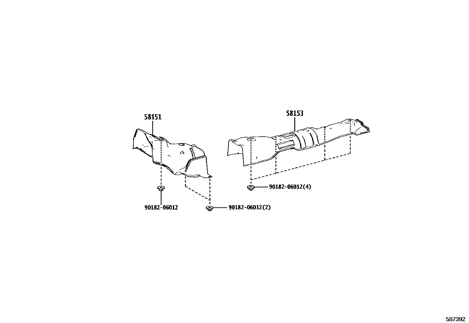 Toyota YARIS 地板隔热垫 EPC diagram — 587392