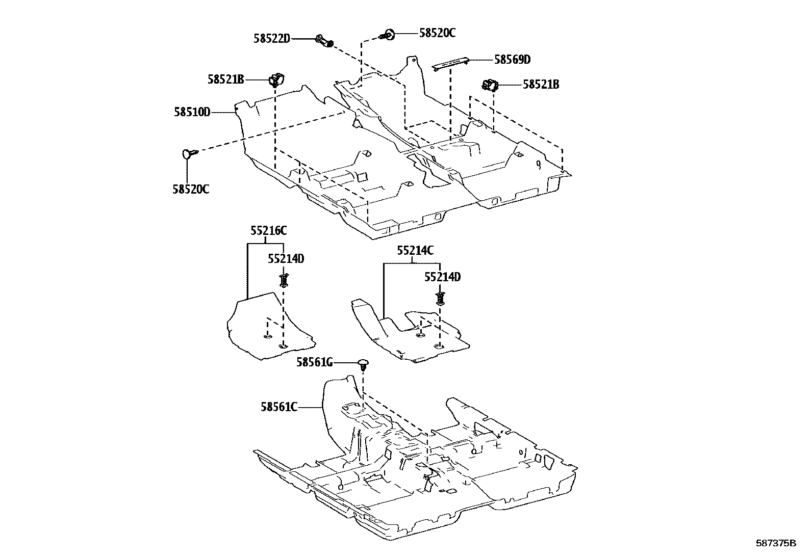 Toyota YARIS 地板垫和地毯 EPC diagram — 587375B