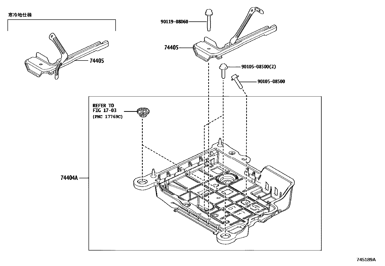 Toyota YARIS battery holder EPC diagram — 745189A
