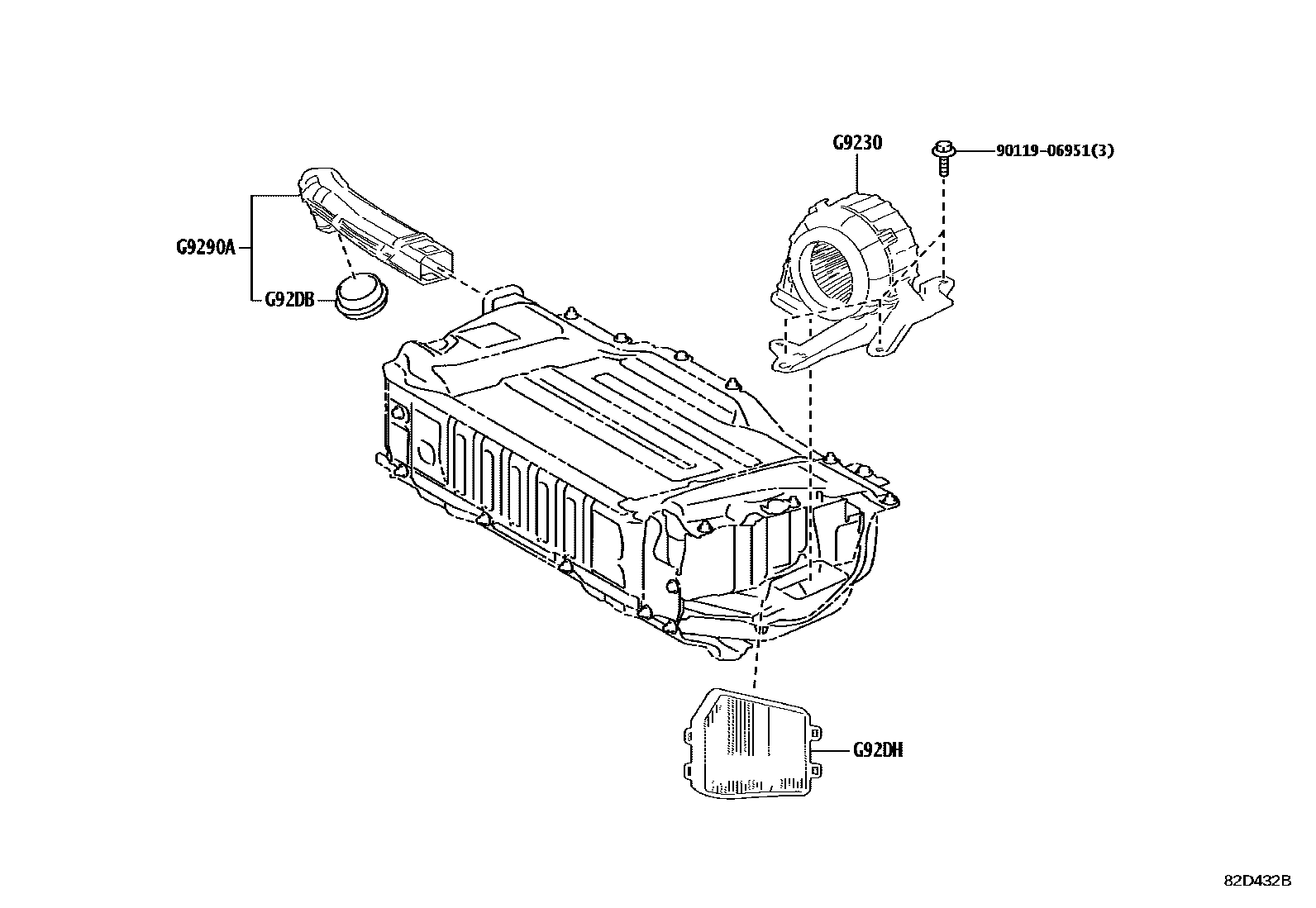 Toyota YARIS 蓄电池和蓄电池电缆 EPC diagram — 82D432B