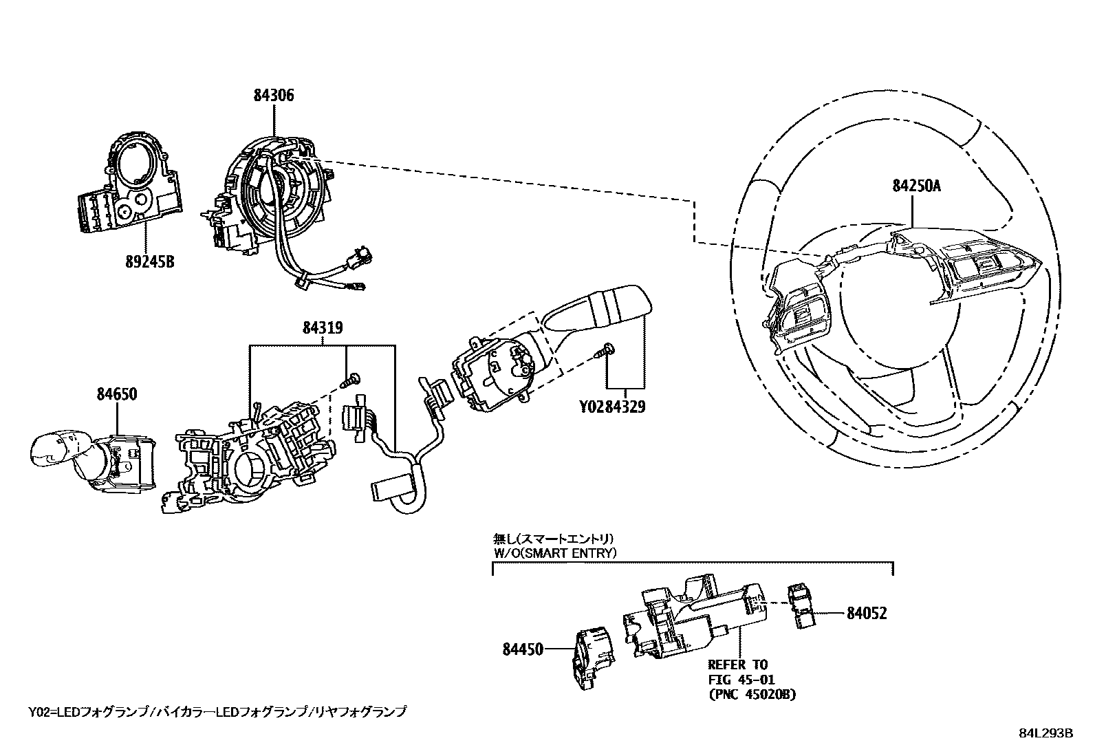 Toyota YARIS 开关和继电器和ECU EPC diagram — 84L293B