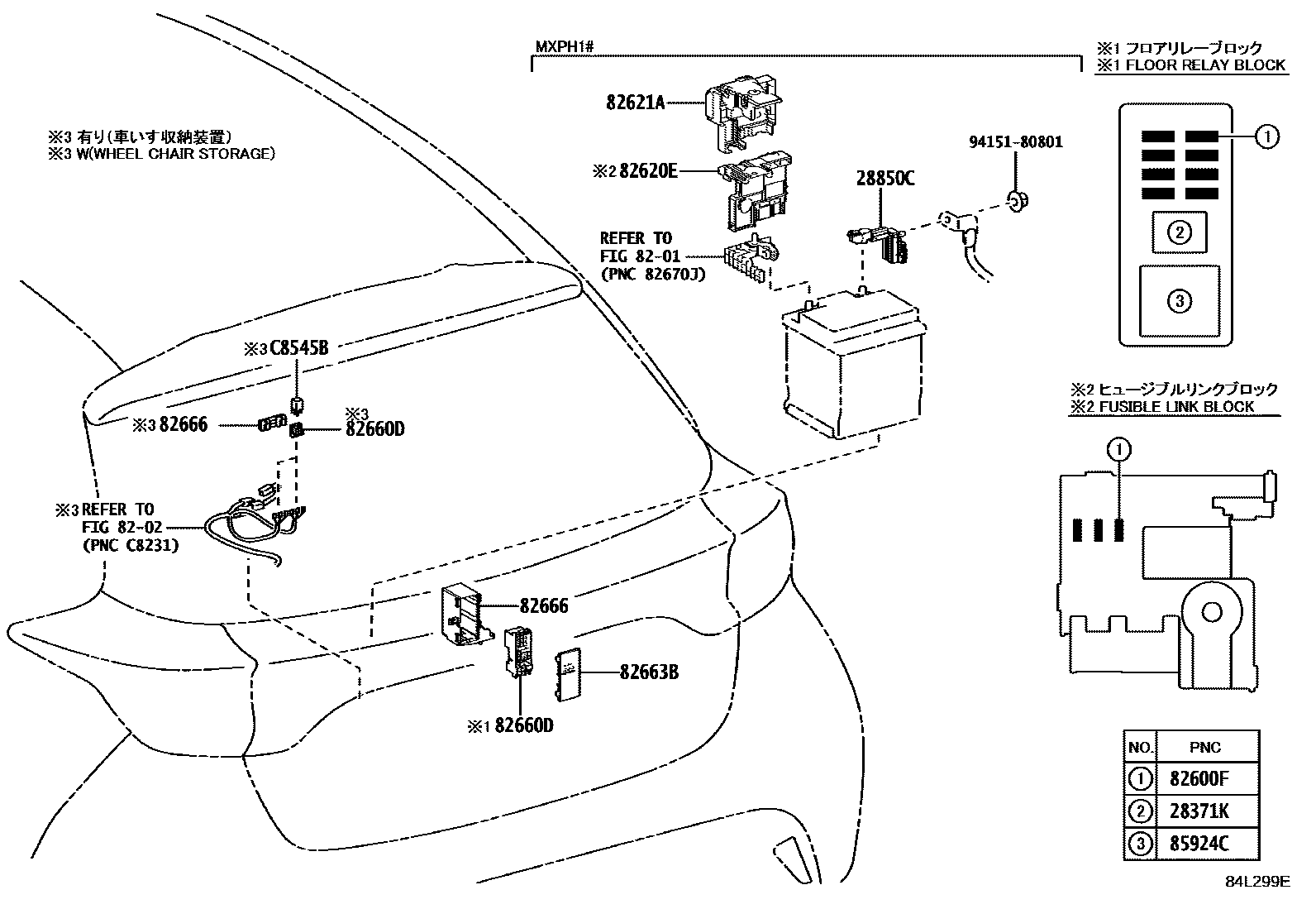 Toyota YARIS 开关和继电器和ECU EPC diagram — 84L299E