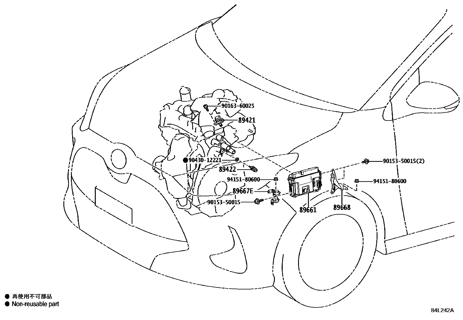 Toyota YARIS 电子燃油喷射系统 EPC diagram — 84L242A