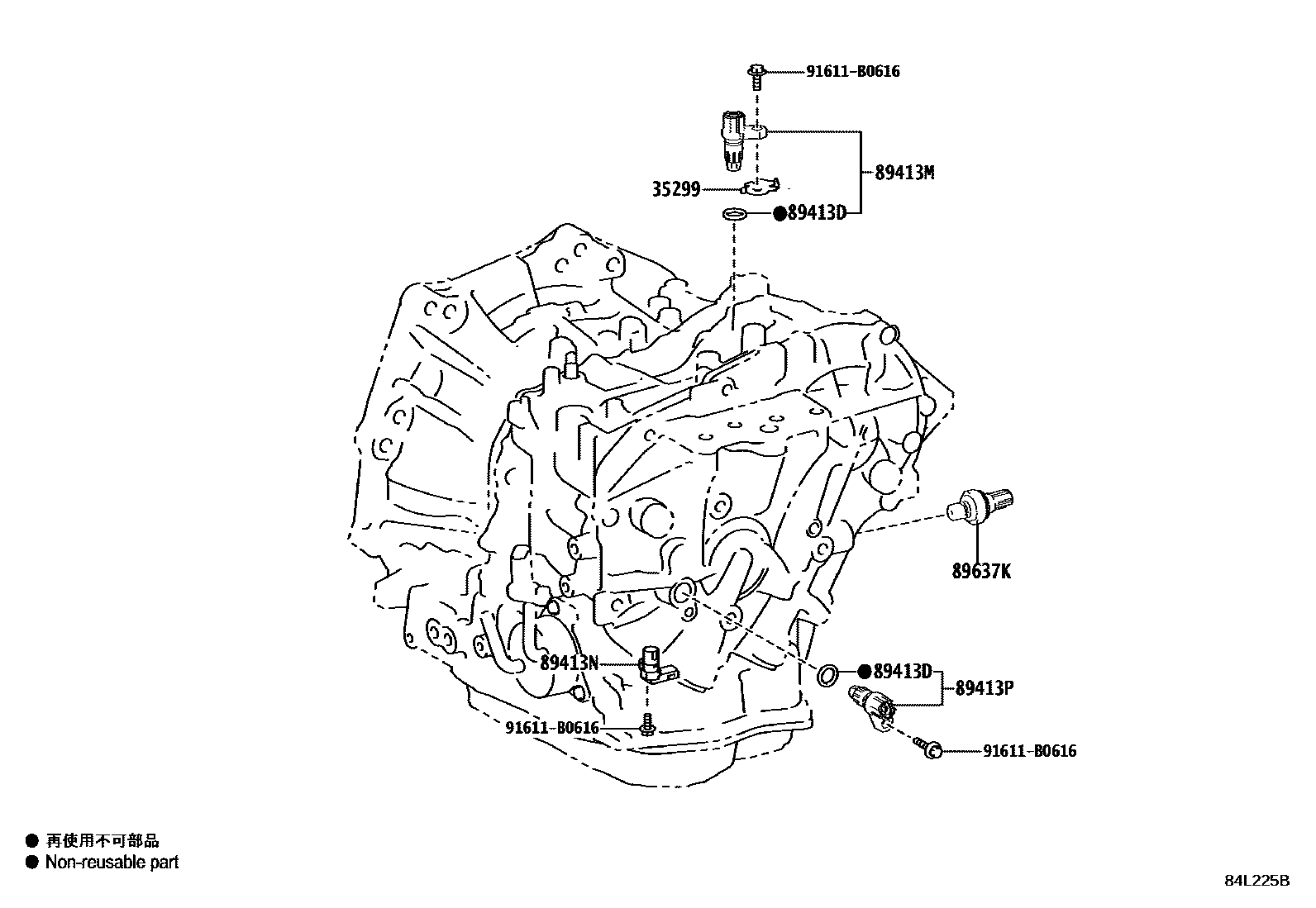 Toyota YARIS 超速档和电子控制变速器 EPC diagram — 84L225B