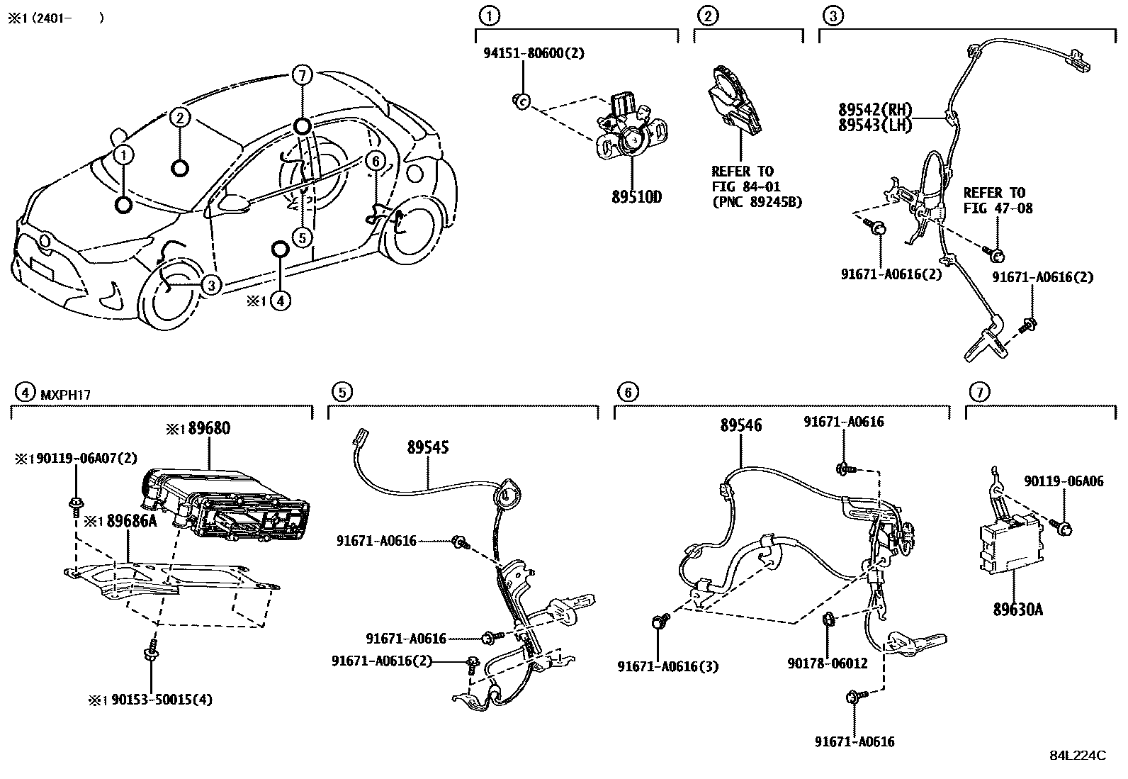 Toyota YARIS ABS 和 VSC EPC diagram — 84L224C