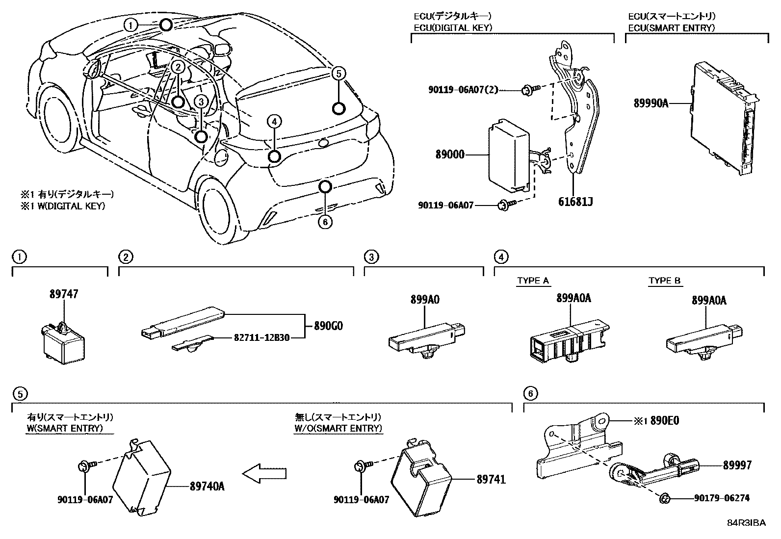 Toyota YARIS 遥控门锁 EPC diagram — 84R3IBA