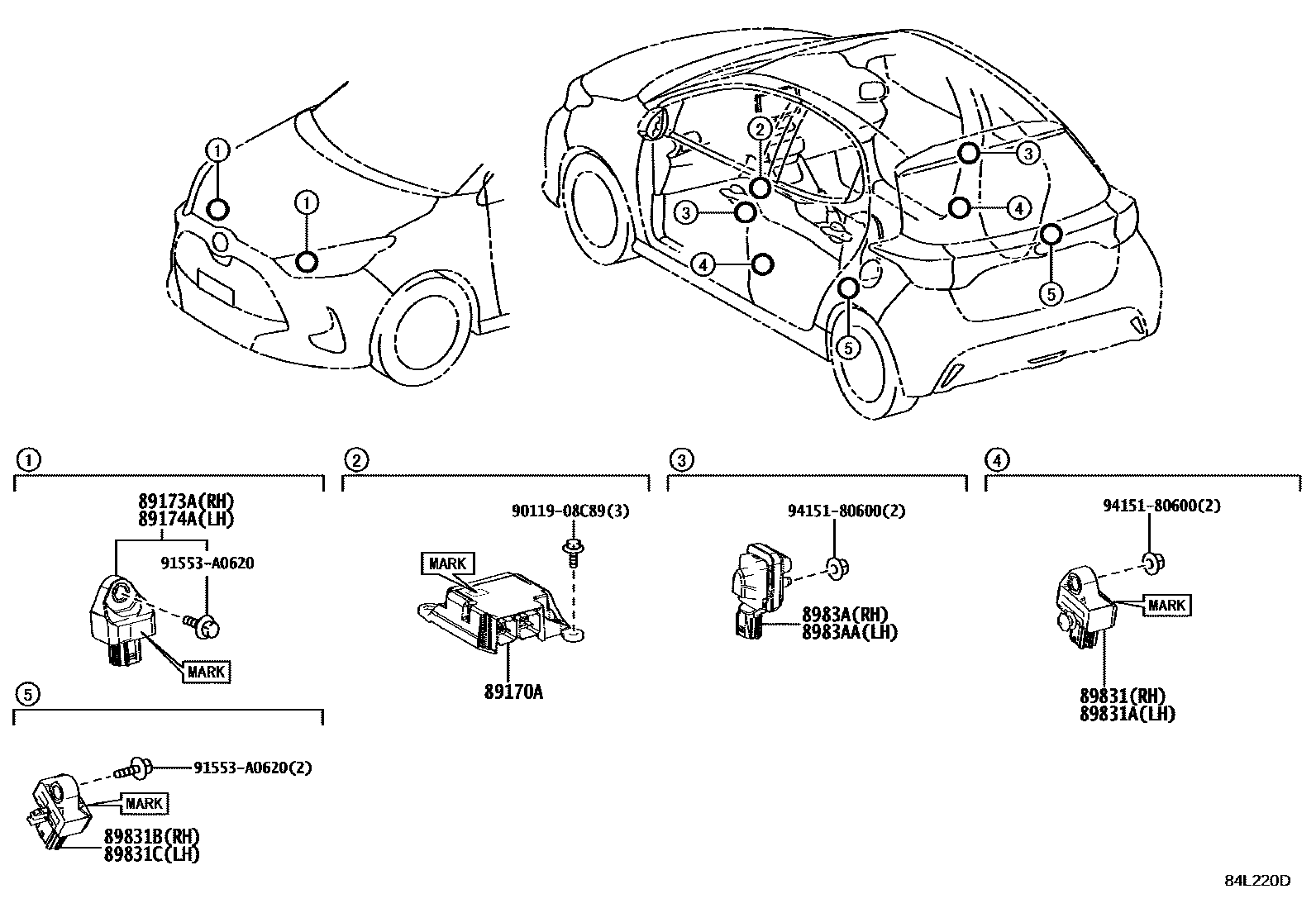 Toyota YARIS 空气囊 EPC diagram — 84L220D