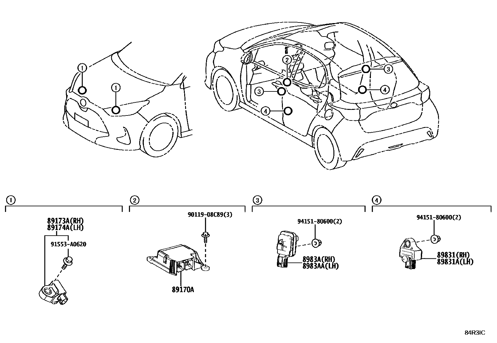 Toyota YARIS 空气囊 EPC diagram — 84R3IC