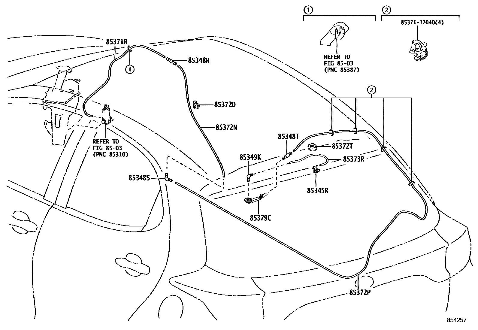 Toyota YARIS 后清洗器 EPC diagram — 854257