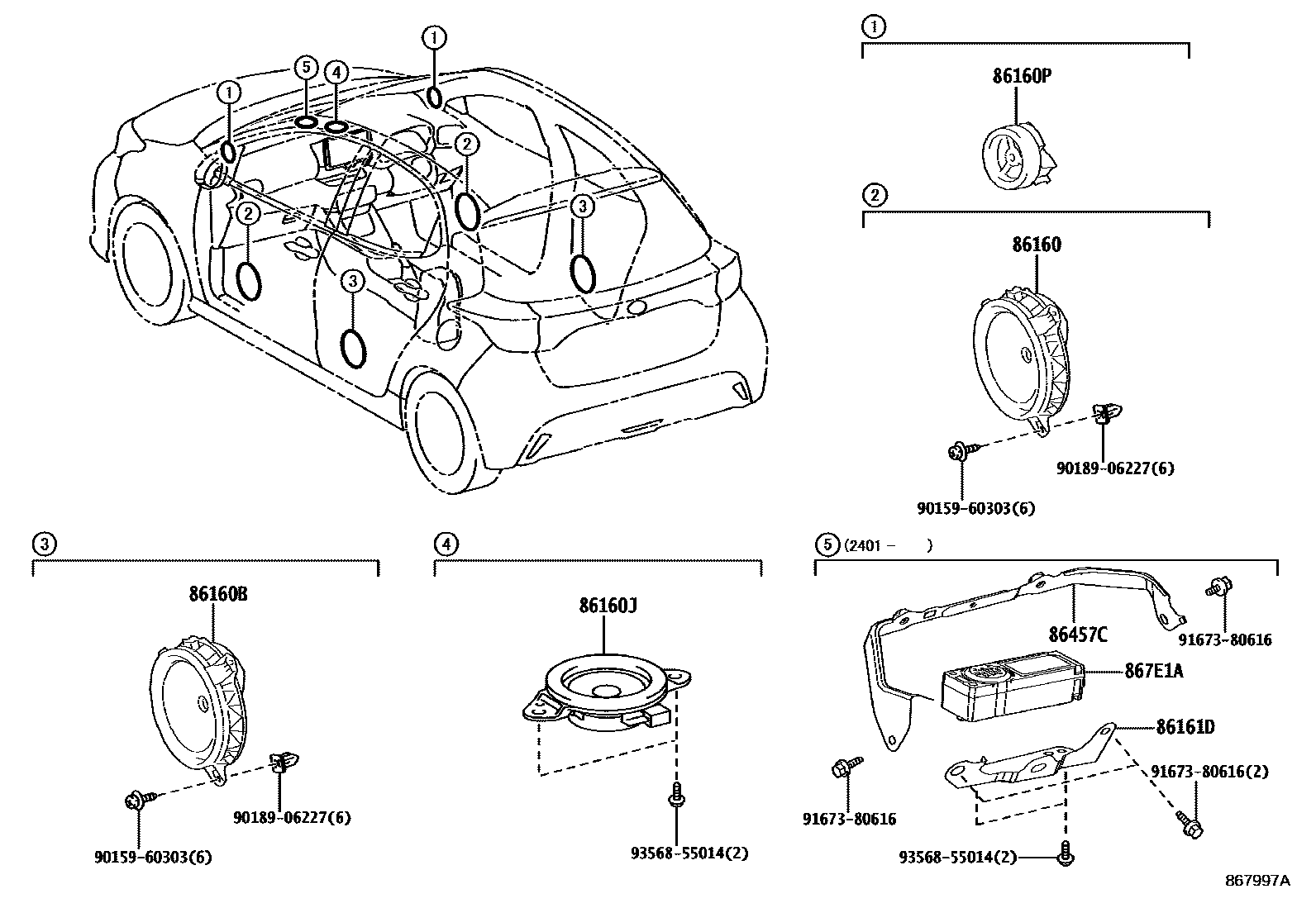 Toyota YARIS 扬声器 EPC diagram — 867997A