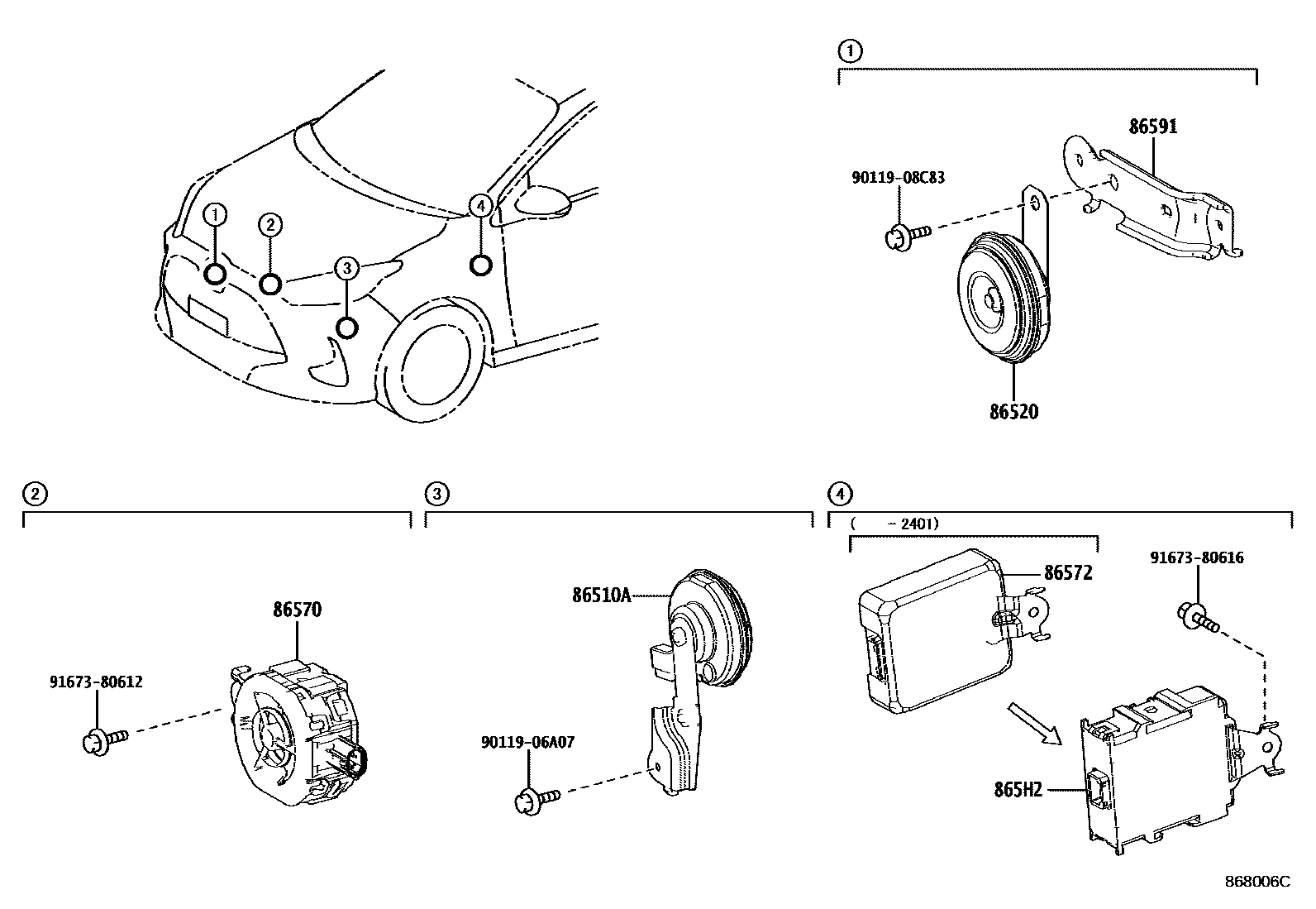 Toyota YARIS 喇叭 EPC diagram — 868006C