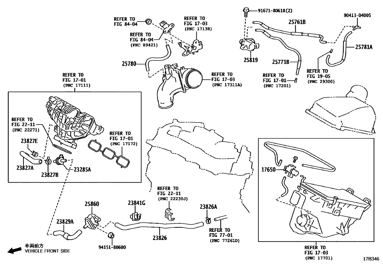 Toyota YARIS vacuum tube EPC diagram — 17B346