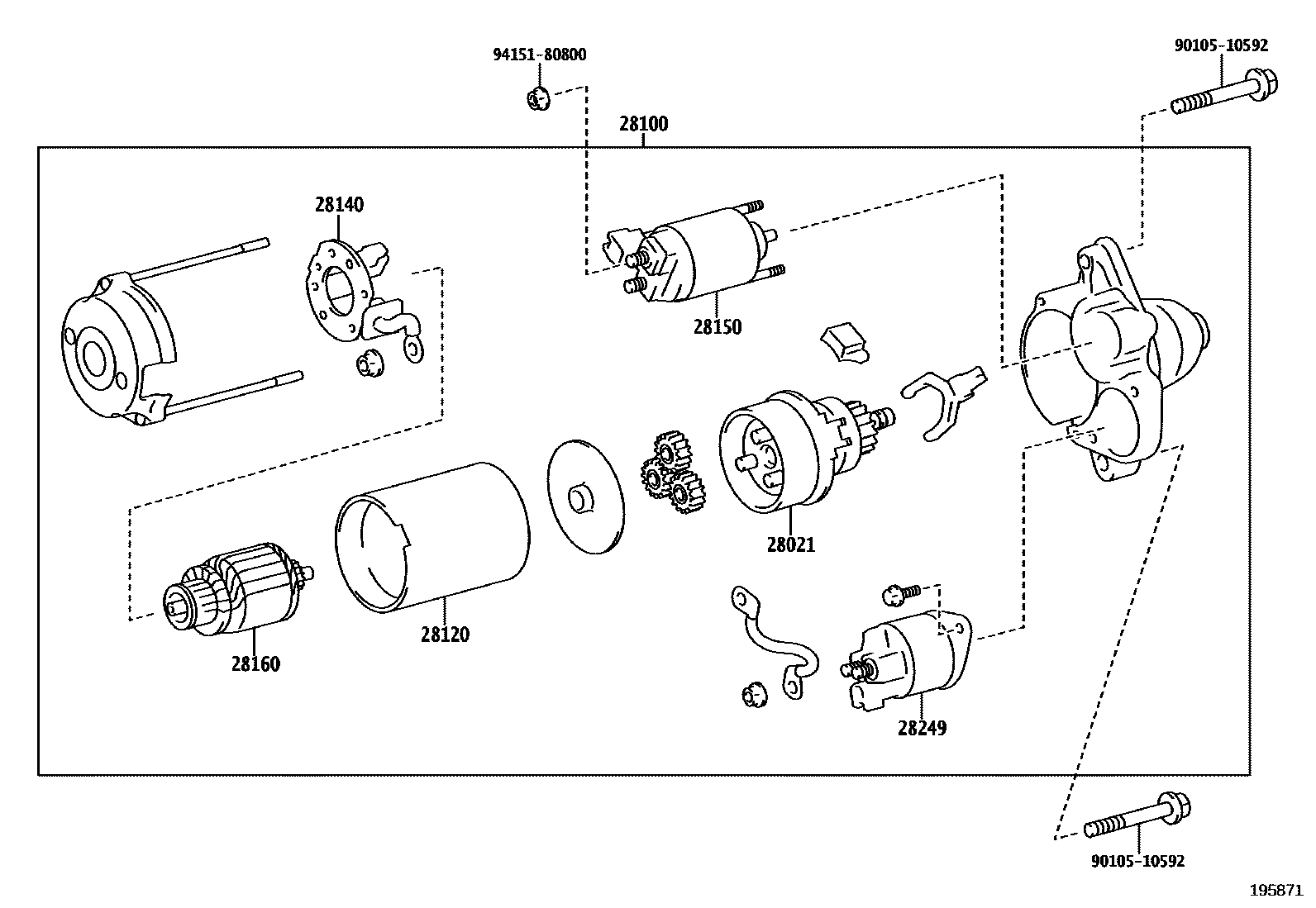 Toyota YARIS 起动机 EPC diagram — 195871