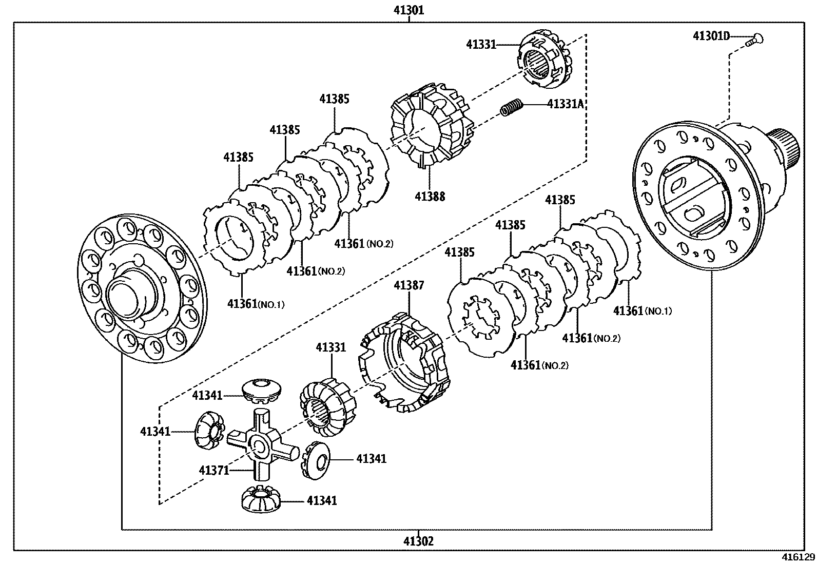 Toyota YARIS 后桥壳和差速器 EPC diagram — 416129