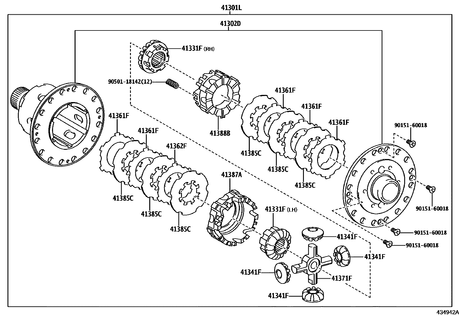 Toyota YARIS 前桥壳和差速器 EPC diagram — 434942A