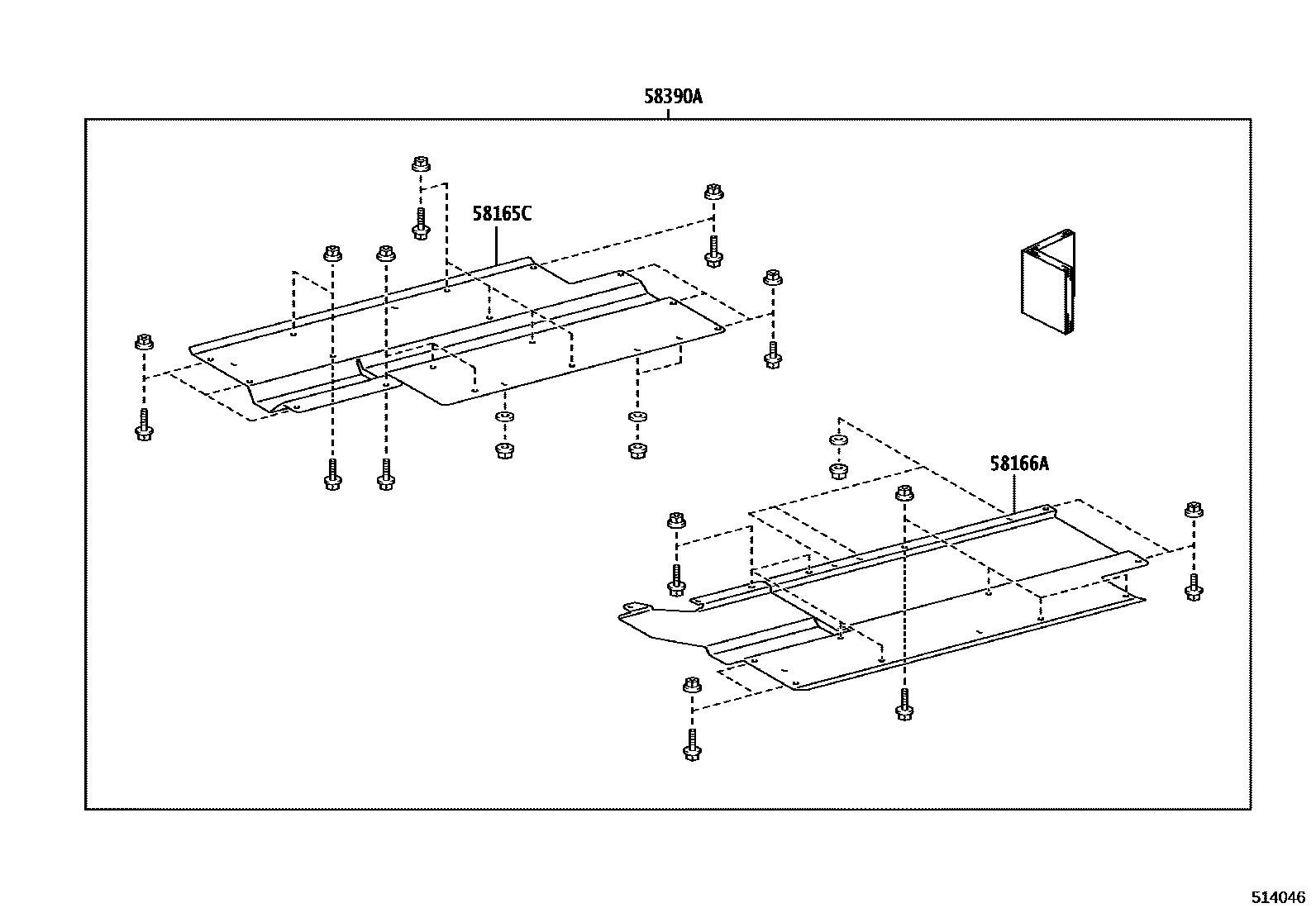 Toyota YARIS 悬架横梁和发动机底罩 EPC diagram — 514046