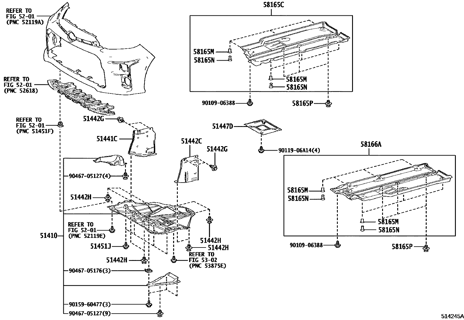 Toyota YARIS 悬架横梁和发动机底罩 EPC diagram — 514245A