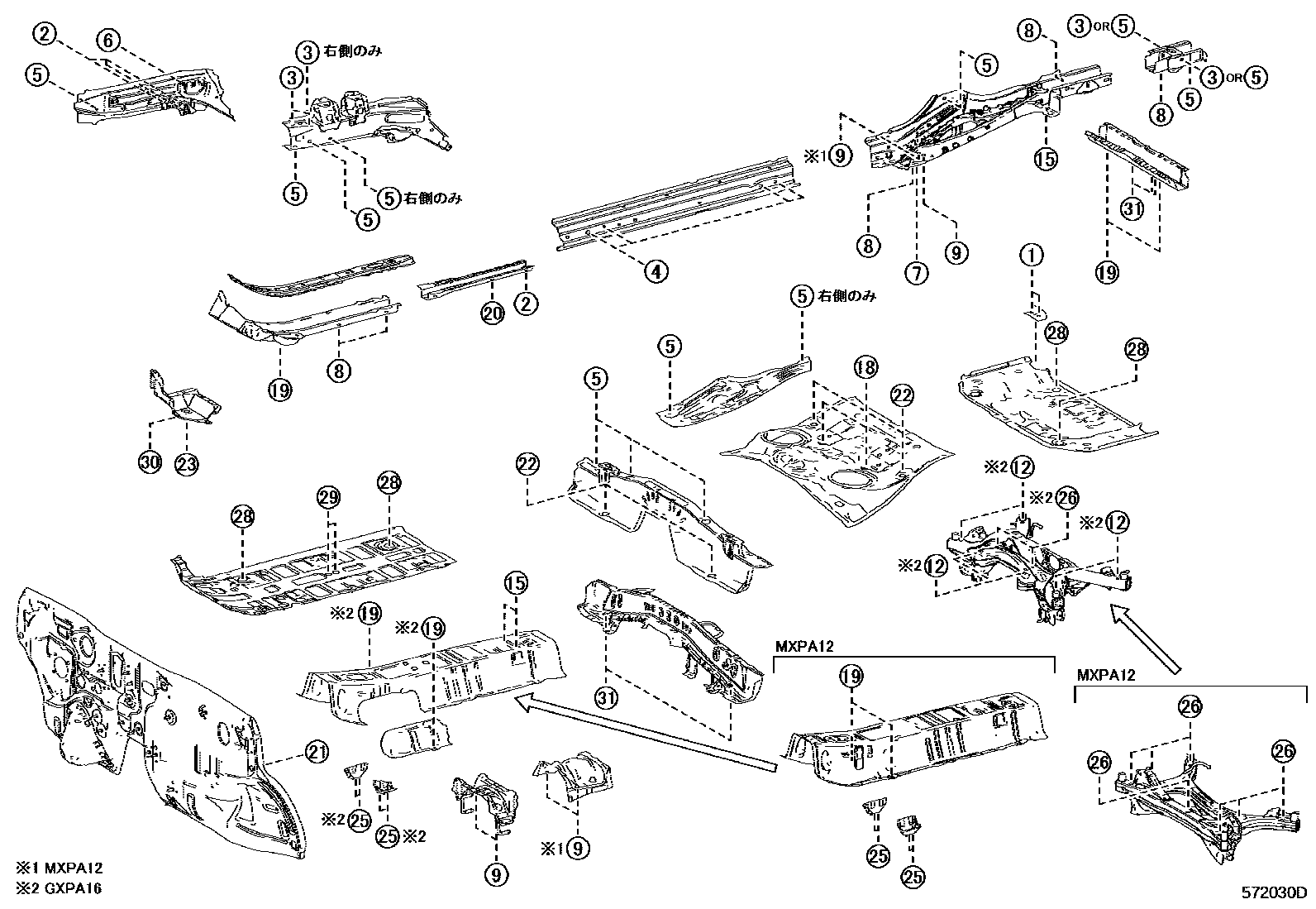 Toyota YARIS hole plug EPC diagram — 572030D